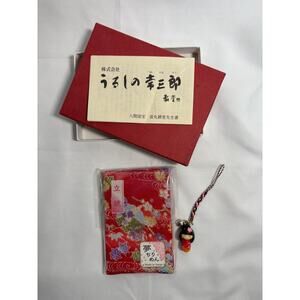 Vintage Japanese Colorful & Red Beautiful Scarf and charm in gift box - Japan